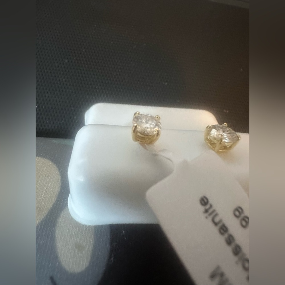 Moissanite Stud Earrings  .83 ct gold over sterling silver